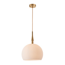 Artcraft AC12111BR - Kate 1 Light Pendant 14", Brushed Brass with Ribbed Glassware