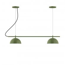 Montclair Light Works CHB421-54-C24-L12 - 2-Light Linear Pinnacle LED Chandelier with Cool Tweed Fabric Cord, Light Blue