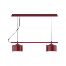 Montclair Light Works CHAX445-55-C27-L12 - 3-Light Linear Nest LED Chandelier with Neutral Argyle Fabric Cord, Barn Red