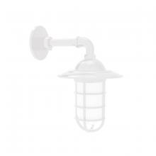 Montclair Light Works GNM052-44 - Vaportite, Style A shade, single wall mount with clear glass and cast guard, White