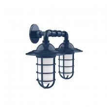 Montclair Light Works GNP052-50 - Vaportite, Style A shade, double wall mount with clear glass and cast guard, Navy