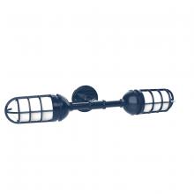 Montclair Light Works GNQ050-50 - Vaportite, no shade, double wall mount with clear glass and cast guard, Navy