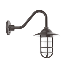 Montclair Light Works GNV052-51 - Vaportite, Style A shade, gooseneck wall mount with clear glass and cast guard, Architectural Bronze