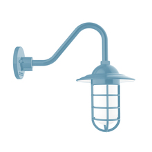 Montclair Light Works GNV052-54 - Vaportite, Style A shade, gooseneck wall mount with clear glass and cast guard, Light Blue