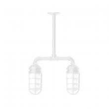 Montclair Light Works MSA050-44 - Vaportite, 2-light stem hung pendant with clear glass and cast guard, White