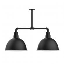Montclair Light Works MSD117-41-G06 - 16" Deep Bowl shade, 2-light stem hung pendant with Frosted Glass and guard, Black