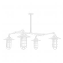 Montclair Light Works MSP052-44 - Vaportite, Style A shade, 4-light stem hung pendant with clear glass and cast guard, White