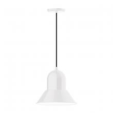 Montclair Light Works PEB123-44-C16 - 12" Prima shade, pendant with navy mini tweed fabric cord and canopy, White