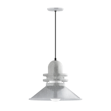 Montclair Light Works PEB151-49-C21-G07 - 18" Atomic shade, pendant with white cord and canopy, Frosted Glass, Painted Galvanized