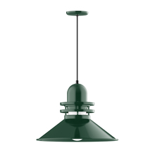 Montclair Light Works PEB152-42-G07 - 20" Atomic shade, pendant with black cord and canopy, Frosted Glass, Forest Green