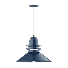 Montclair Light Works PEB152-50-G07 - 20" Atomic shade, pendant with black cord and canopy, Frosted Glass, Navy
