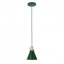Montclair Light Works PEB405-42-91 - Uno 6" Pendant,  Forest Green with Brushed Brass hardware