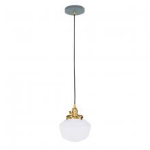 Montclair Light Works PEB413-40-91-C21 - 8" Uno Pendant, white cord with canopy, Slate Gray with Brushed Brass Hardware