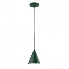 Montclair Light Works PEB420-42 - 8" Jynx shade, black cord with canopy, Forest Green