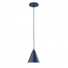 Montclair Light Works PEB420-50-C21 - 8" Jynx shade, white cord with canopy, Navy