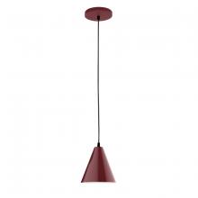 Montclair Light Works PEB420-55 - 8" Jynx shade, black cord with canopy, Barn Red