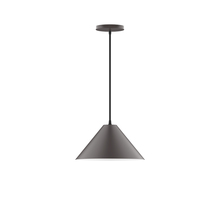 Montclair Light Works PEB422-57-C21 - 12" Pinnacle Pendant, white cord with canopy, Bronze Matte