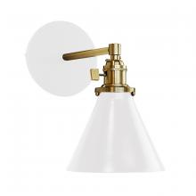 Montclair Light Works SCM405-44-91 - Uno 6" wall sconce,  White with Brushed Brass hardware