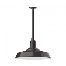 Montclair Light Works STB185-51 - 18" Warehouse shade, stem mount pendant with canopy, Architectural Bronze