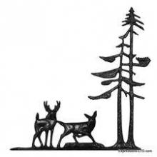 Whitehall 65337 - 30" DEER & PINES WEATHERVANE GARDEN BLACK