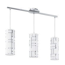 Eglo 92563A - 3 LT Linear Pendant w/ Chrome Finish & White Décor Glass Shades
