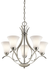  43504NI - Keiran™ 23.25" 5 Light Chandelier with Satin Etched White Glass in Brushed Nickel