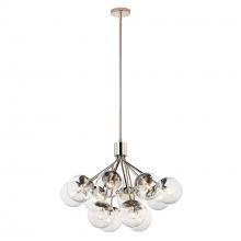  52701PNCLR - Silvarious 30 Inch 12 Light Convertible Chandelier with Clear Glass in Polished Nickel