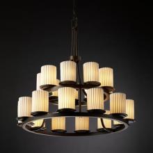 Justice Design Group POR-8767-10-WFAL-MBLK - Dakota 21-Light 2-Tier Ring Chandelier