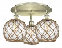 Innovations Lighting 516-3C-AB-G122-8RB - Farmhouse Rope - 3 Light - 20 inch - Antique Brass - Flush Mount