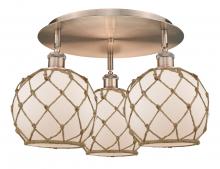 Innovations Lighting 516-3C-AC-G121-8RB - Farmhouse Rope - 3 Light - 20 inch - Antique Copper - Flush Mount