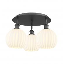 Innovations Lighting 516-3C-BK-G1217-8WV - White Venetian - 3 Light - 20 inch - Matte Black - Flush Mount