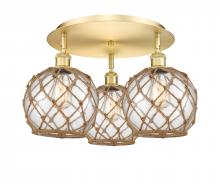 Innovations Lighting 516-3C-SG-G122-8RB - Farmhouse Rope - 3 Light - 20 inch - Satin Gold - Flush Mount