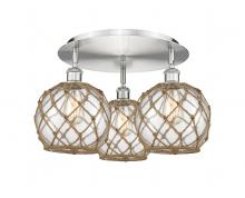 Innovations Lighting 516-3C-SN-G122-8RB - Farmhouse Rope - 3 Light - 20 inch - Satin Nickel - Flush Mount