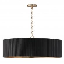  450741KR - 4-Light Chandelier in Matte Brass and Handcrafted Mango Wood in Black Stain