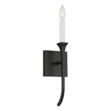  652311BI - 1-Light Sconce in Black Iron with Interchangeable White or Black Iron Candle Sleeve