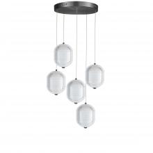 Dainolite PRI-1530LEDP-MB - 30W Multi Light Pendant in Matte Black w/ Clear Pattern Acrylic
